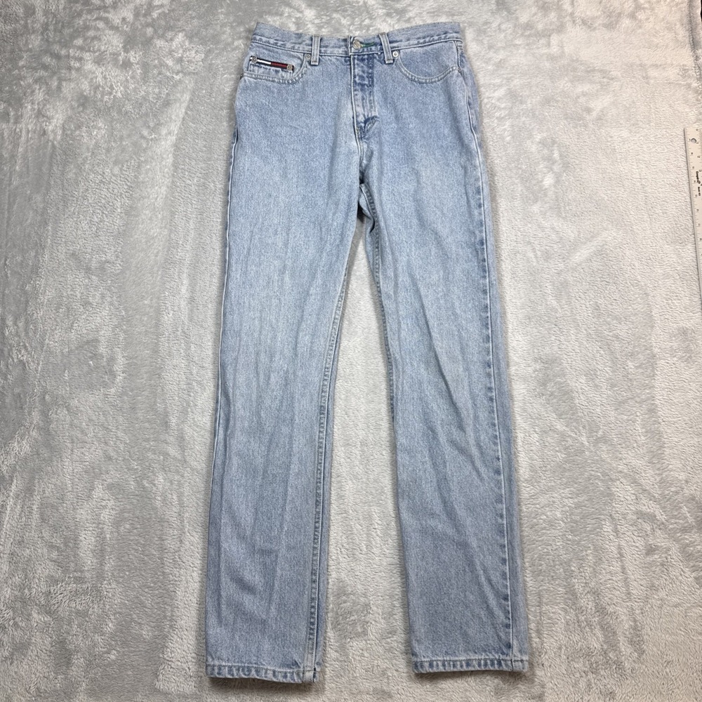 Vintage Tommy Hilfiger Flag Jeans Women 7/32 Mid Classic Straight Spellout 90s